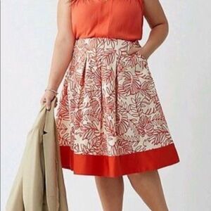 Lane Bryant red floral linen skirt w pockets NWT